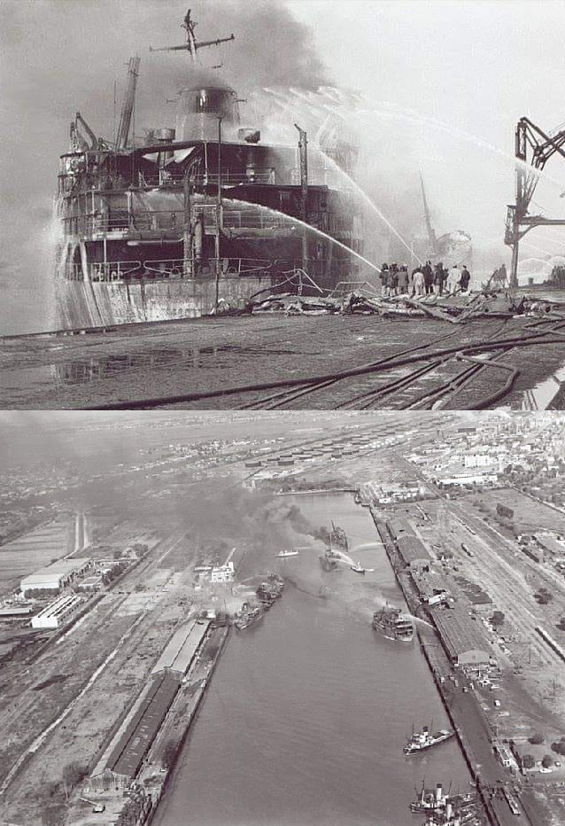 Incendio Buques Fray Luis Beltran, Cutralcó y Orcadas Puerto La Plata